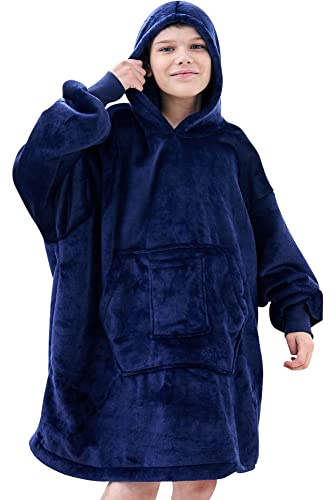 REDESS Decke mit Ärmeln Decken Hoodie Sweatshirt, tragbare Decke, übergroßer Sherpa mit Ärmeln und Riesentasche, kuscheliger Kapuzenpullover, warm für erwachsene Kinder