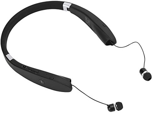 Bluetooth 5.0-hörlurar, Vikbart Nackbandshörlurar med Infällbara öronsnäckor, Brusreducerande Trådlösa Stereohörlurar för Träning, Sport, Körning