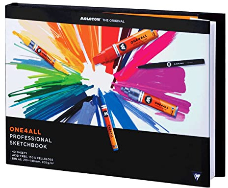 Molotow Zeichenbuch A5 quer, ONE4ALL Professional Sketchbook, DIN A5, Querformat landscape, Weiß