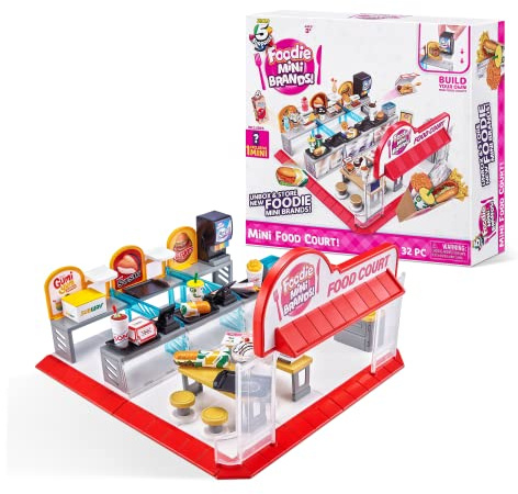 Mini Brands Mini Food Court Playset by ZURU, with 32 Pieces to Build + 1 Mini, Miniature Collectible Toys, Small Toy for Kids, Teens, Adults