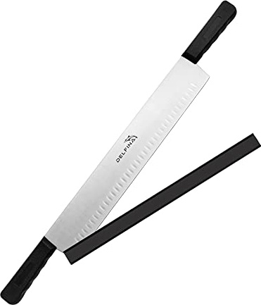 DELFINA 15 Inch Double Handle Cheese Knife with Blade Protector, Stomatal Blade with 5 Plastic Comfortable Handles, Cheese Knife for Cheese,Cakes,Vegetables,Butter,Soaps