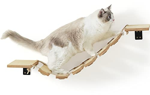 FUKUMARU Scale per Gatti, 32 cm, Percorso Ponte di Gatto da Parete per Arrampicata e Passeggiate,Scaletta da Parete per la Maggior Parte dei Gatti e Cuccioli. Legno Massiccio Naturtale.