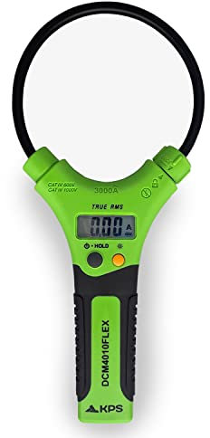 KPS-DCM4010FLEX Flexible Stromzangen TRMS Wechselstrom 30A/300A/3000A Spule 25 cm. Display mit Hintergrundbeleuchtung 3000 Zählungen Auto Range CAT.IV