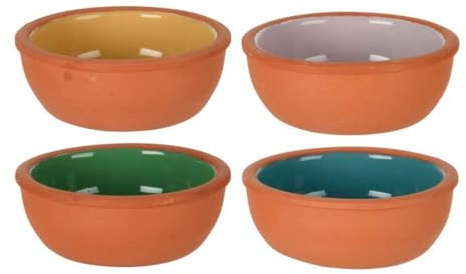 NO DISPONIBLE SET 4 CUENCOS PARA APERITIVOS DE BARRO COLORES SURTIDOS. 150ml Ø10,4x4,2cm