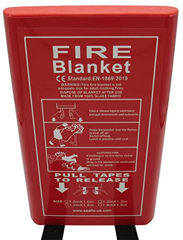 SecureFix Direct Fire Retardant Safety Blanket 1.2M x 1.2M (Quick Release Fireproof Home Kitchen), Red