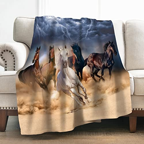 Levens Galloping Horse Blanket Gifts for Men Women Girls 60x50, Cowgirl Cowboy Western Decor for Home Living Room Office Couch for Horse Lovers, Soft Lightweight Horses Throw Blanket