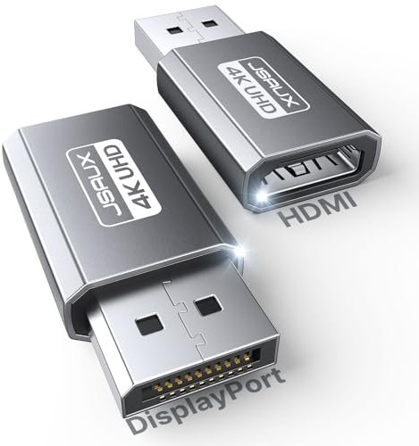 JSAUX 4K Adattatore DisplayPort a HDMI 2 Pezzi, Convertitore DP da PC a monitor HDMI Video UHD 1080P@120 Hz, 2K@60Hz, 4K@30 DP maschio a HDTV femmina compatibile con Dell, Lenovo, HP, NVIDIA, Desktop