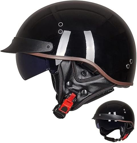 XRDSHY Casco Scodella Casco Jet Vintage Casco Scooter DOT/ECE Omologato，Casco Moto Harley Casco Demi Jet con Occhiali Uomo Donna,C-M(57~58cm)