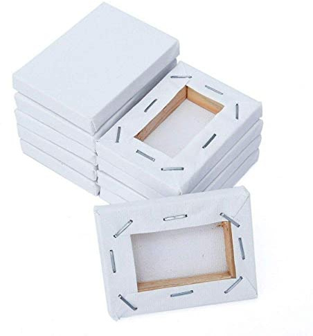 Lot de 10 mini toiles tendues rectangulaires pour peinture à l'huile 5 x 7 cm