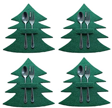 TOBILE Lot de 4 porte-couteaux et fourchettes de Noël en tissu non tissé - Décoration de table - Style 12