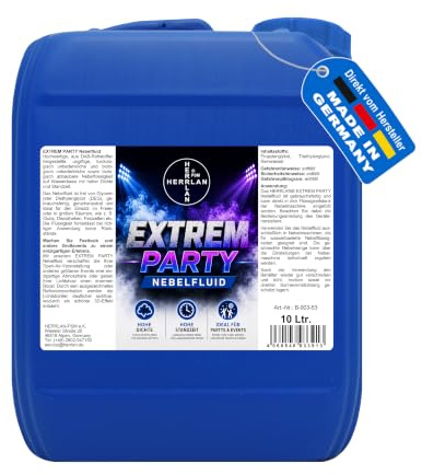 HERRLAN® EXTREM PARTY Nebelfluid 5 Liter für Nebelmaschinen. | Wasserbasierte Nebelflüssigkeit mit hoher Dichte und langer Standzeit, rückstandsfrei und geruchsneutral.