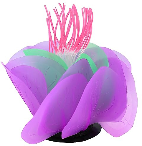 VOCOSTE Simulation Fleur Corail Violet Fluorescent pour Aquarium | Silicone, 1pc, Taille 6x10.6cm