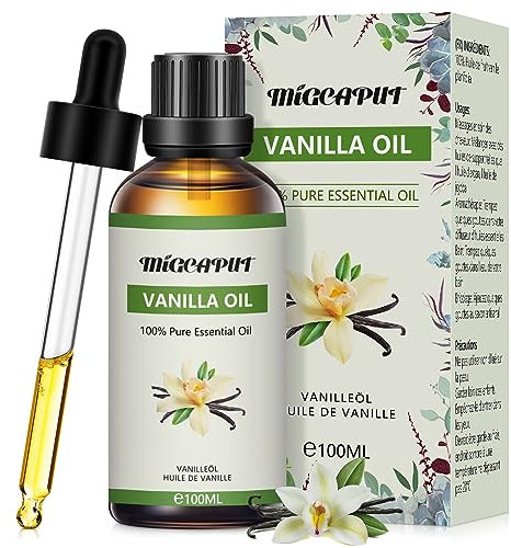 Migcaput Ätherische Öle Vanilleöl 100 ml,100% Reine Natürliche ätherische Öle, Ätherisches Aromatherapieöl von Erstklassige Qualität, Duftöle für Diffusor, Luftbefeuchter, Entspannen, Massage, Bad