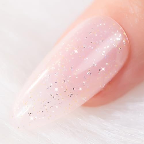 BURANO UV Nail Gel Polish Nagellack Nude Pink Sparkle Gel Poliert, Jelly Diamantlack für Nägel Soak Off (NU1)