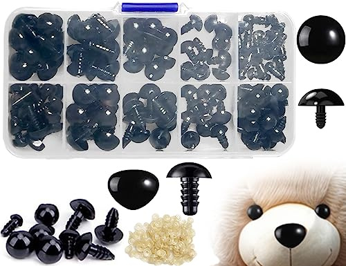 KAPSING 135 Stück Nasen und Augen für Häkeltiere,Knopfaugen und Nasen zum Annähen mit Unterlegscheiben,verwenden für Zuhause,Spielzeugherstellung,Basteln,Kunstschaffen