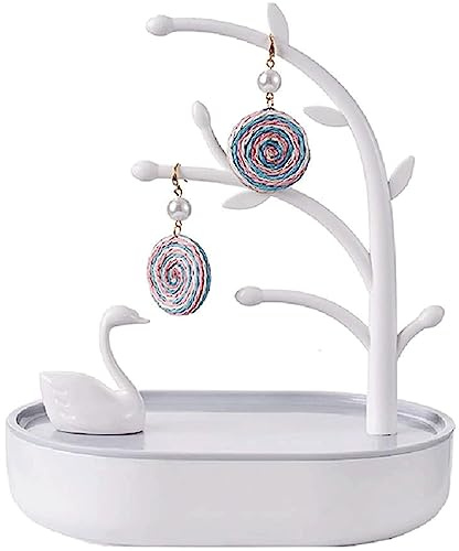 UTMACH Espositore per gioielli Swan Lake, espositore per gioielli con design ad albero con scatola di immagazzinaggio rimovibile, espositore per gioielli in ABS