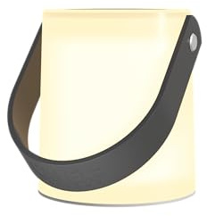 CALEX lámpara de mesa de vidrio Steldo, LED portátil con asa, funciona con pilas, luz, con temporizador