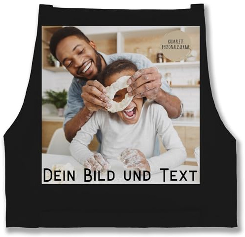 Geschenk mit Namen personalisiert by Shirtracer - Schürze - Erwachsene - Dein Bild Foto Text Geschenk