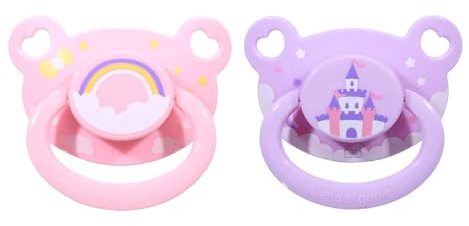 Landofgenie Bedruckt Schnuller Erwachsenengröße Großer Saugerschild Schnuller 2 Paci Pack Rosa+Lila