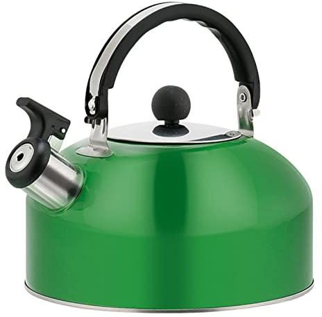 Bouilloire à thé for cuisinière, théière sifflante rouge en acier inoxydable de 1,8 L avec poignée ergonomique, bouilloire à thé sifflante sur cuisinière, bouilloire sifflante for cuisinière, fournitu