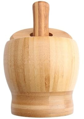 Mortier Pilon Cuisine Ensemble de mortier et pilon en bois, Pot à ail, bol de broyage, outils et Gadgets de cuisine, broyeur d'herbes (Color : S)