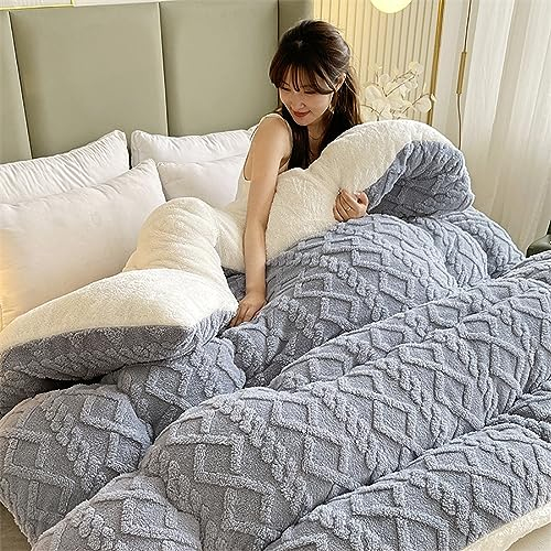Mb Kaschmir-Winterdecke, superweiche, luxuriöse, Flauschige Winterdecke aus Lammsamt, verdickte, warme Anti-Allergie-Wolldecke, doppelseitige, atmungsaktive Kaschmirdecke, grau, 20