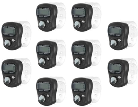 Hitopin 10PCS Finger Tally Counter, Elektronischer Fingerzähler, Finger Counter Clicker Reihenzähler, 5 Digit Mini Handzähler, Lap Track Handheld Counter, für Inventur, Sport, Marketing,Golf (Schwarz)