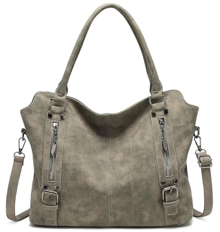 VINBAGGE Damen Handtasche in Wildleder-Optik, Henkeltasche Shopper Tasche Vintage Weiches Umhängetasche Schultertasche Frauen für Alltag, Büro, Reise, Arbeit