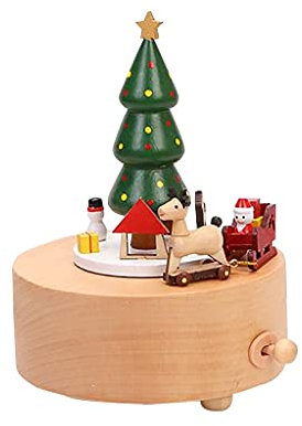 CAFIEDR Holz Spieluhr Weihnachtsfeier Weihnachtsbaum Karussell Spieluhren Geschenk Weihnachten