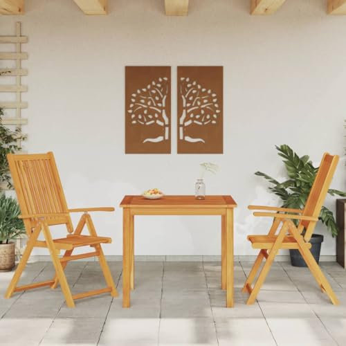 NQJIBUE Gartenmöbel-Set, 3-teilig, Massivholz, Akazie, Gartenmöbel-Sets