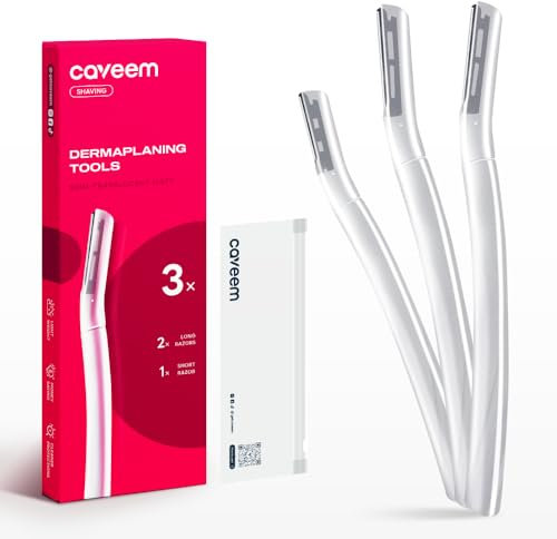 CAVEEM Dermaplane Razor para mujeres, herramienta de dermaplaning - Rasuradoras faciales para mujeres y hombres, cuchillas recortadoras de cejas y moldeador de depilación facial (3 unidades)