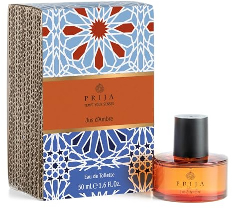 Prija Jus d'Ambre Eau de Toilette Fresh Citrus and Spice Nutmeg 50ml | Unisex Luxurious Fragrance with Fresh Citrus and Spice Nutmeg. Indulges Your Senses with Energy and Strength.