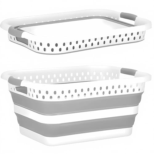 König Design Großer Faltbarer Wäschekorb - 36L Tragbare Faltbare Wäschekörbe | Universelle Nutzung Klappbarer Wäschekorb & Faltbare Wanne | Großes Foldable Laundry Basket, Perfekt als Wäschewanne.