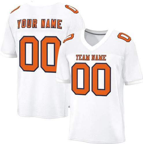 American Football Custom Jersey for Men Women Youth Breathable Sports T-Shirts Rugby Uniform Moisture Wicking Active Tops Personalised Name Number Team Name Logo Jerseys Customise 1-21