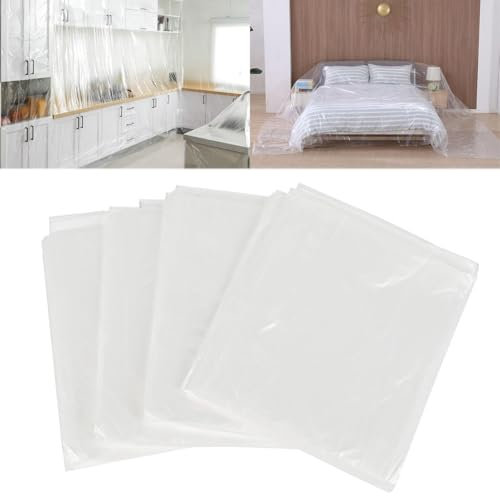 Teli per Imbiancare, Telo Protettivo Imbianchino, Telo Protettivo per Pittura, Teli Copritutto per Imbianchino, per Traslochi, Lavori di Decorazione e Verniciatura, 4 Pezzi, 4 x 5m