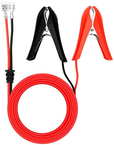 QWORK® 1.8 M 18AWG 12 V Pinzas de cocodrilo para batería de Coche con Terminal de Bloqueo de engarzado, para Encendido de Coche, conexión de batería de Emergencia