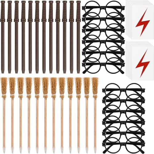BLUESEABUY Set di 48 Bacchette Magiche per Feste, Pensierini, Frusta, Matite, Tatuaggi per Premi Scolastici - Festa Perfetta