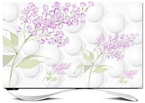 JANEMUA Indoor TV Screen Protector Cover, Purple Pattern Dust/Sun Proof Art Decoration Cover,Universal for Desktop/Desktop Monitor/Wall Mount/Curved TV-A||49-52inch
