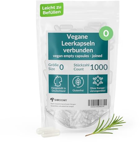 SHROOMY Leerkapseln HPMC – Größe 0 – vegan & transparent – 1000 Stück