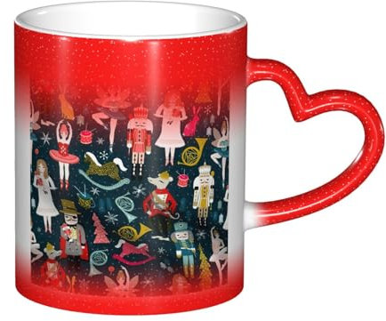 HGFVY Tasse à café magique en céramique sensible à la chaleur, motif casse-noisette, ballet dansant dans le ciel