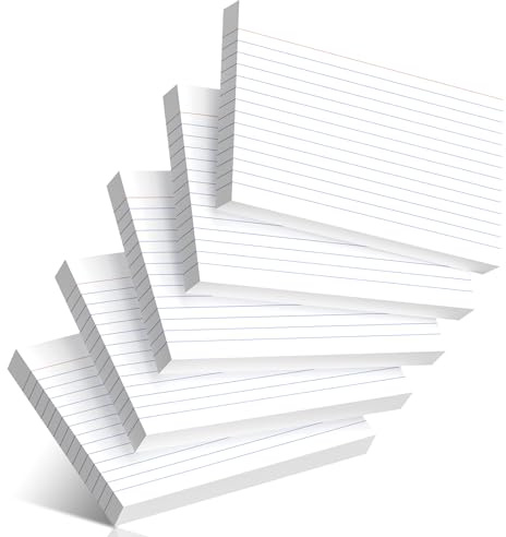 200 Pcs Index Cards 4 x 6 Inch Ruled White Index Cards, College Ruled Flash Cards for School, College, Office and Home Organization, Durable Study To Do List Note Cards with Ruled Lines, 5 Pack of 40