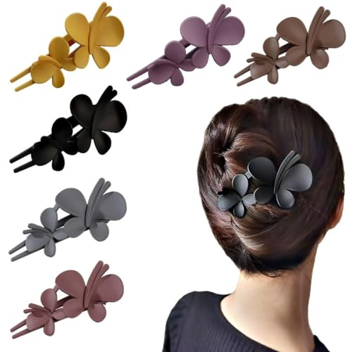 6 PCS fermaglio capelli donna, fermacapelli donna, mollette capelli donna, fermacapelli, fermagli per capelli a forma di farfalla, da donna, opachi, per donne e ragazze