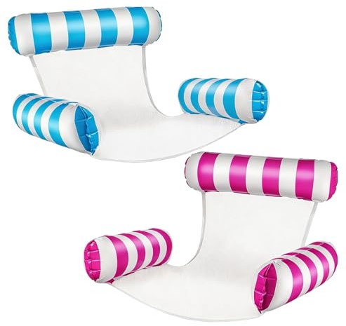 Luftmatratze Pool 2er Set, Wasserhängematte mit Netz, 4-in-1 Pool Sessel