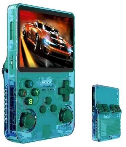 R36S Retro Handheld Video Game Console, 3.5Inch IPS Screen Video Player 64g TF Card 10,000+ Games Retro Handheld Game Console, With Open Source Linux System (Green)
