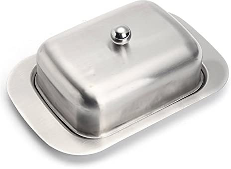 MYVVKIA Recipiente para Guardar Mantequilla, Recipiente de Acero Inoxidable para Mantequilla, Recipiente para Guardar Queso, Bandeja con Tapa, vajilla de Cocina, Caja para Mantequilla y qu