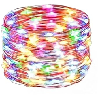 Brightium LED Kupferdraht Lichterkette, Knopfbatterie, 2 m, RGBY, ideal für Innen- und Außendekoration.