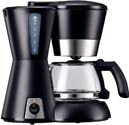 GLJTUO Machine À Café Filtre, Capacité De 0,65 L, Jusqu'À 6 Tasses, Système Anti-Goutte, Filtre Permanent Réutilisable, Noir, Compatible avec Les Machines À Expresso