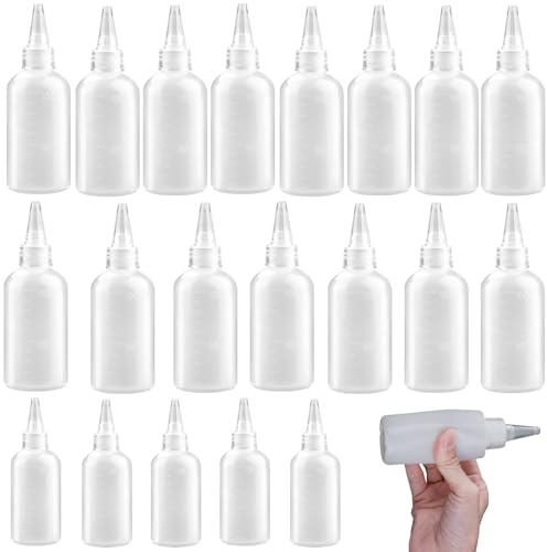 Yuqilin 20 Stück Dosierflasche Enthält 15 Quetschflasche + 5 Squeeze Bottle | 100ML und 50 ML Squeeze Flasche Kunststoff Saucenflasche Dispensing Bottles für Öle Farben Vorratsflaschen Gewürzstreuer