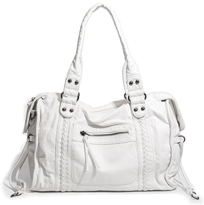 Sanivovonu Nieten Tragetasche Damen Groß Slouchy Handtasche Vintage Tasche Gross City Tote Bag Y2k Schultertasche Punk-stil Ledertasche Schwarz