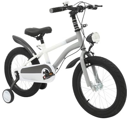 GXSFLG Bicicleta infantil de 16 pulgadas, con ruedas estabilizadoras, iluminación LED, para 5-8 años, sillín y manillar regulables en altura, capacidad de carga de 60 kg, marco de acero al carbono